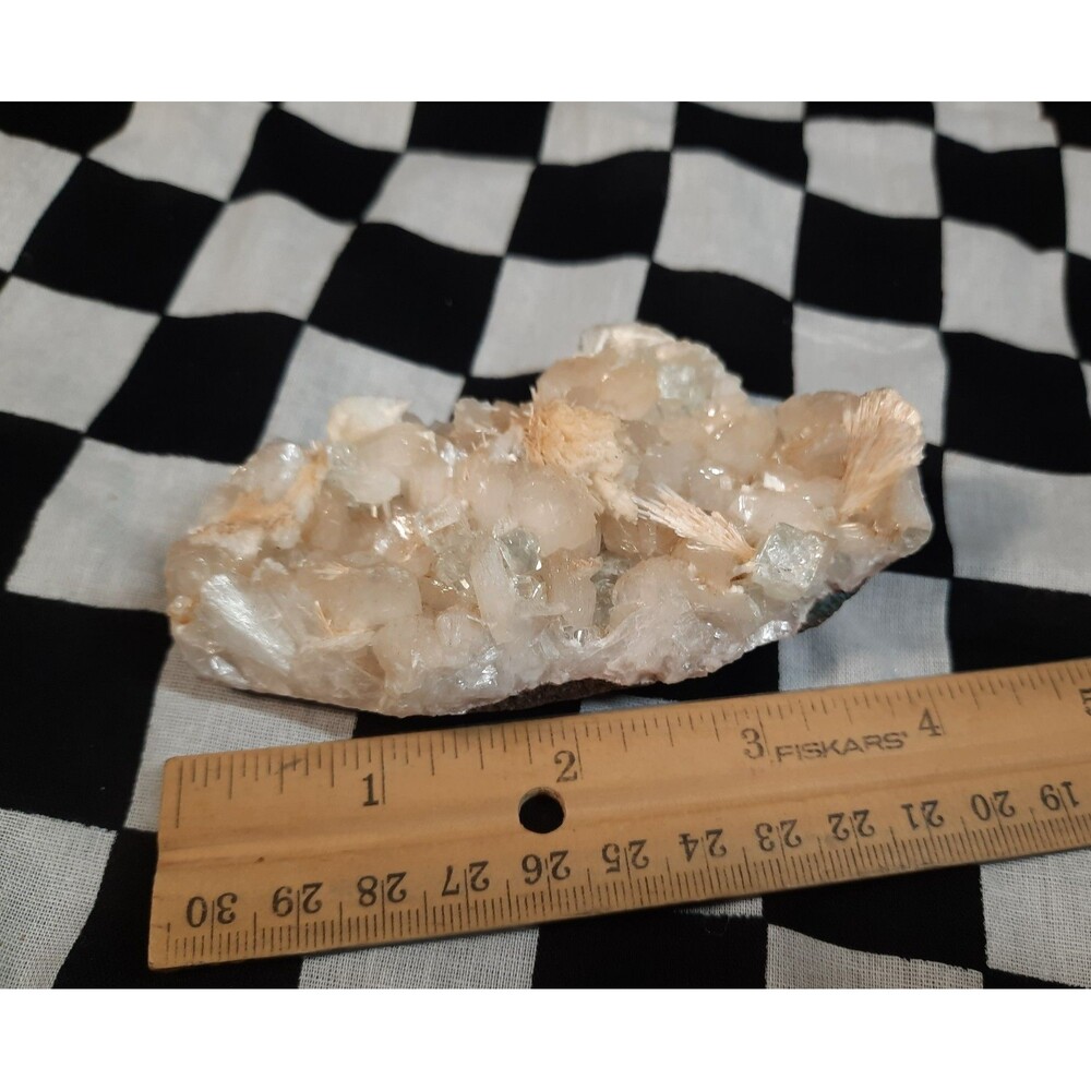 Green Cube Apophyllite & Peach Stilbite Zeolite Natural Crystal Cluster Specimen